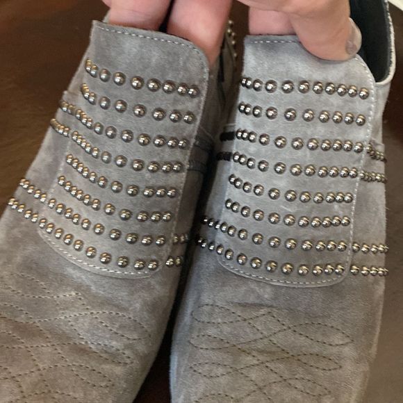 Annie Bing Low Charlie Gray Studded Suede Ankle Booties - Picture 8 of 16